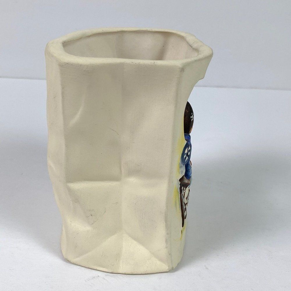 Candle Holder Luminaria De Grazia Girl Sewing Seamstress Bag Vase 4.25" Degrazia - Picture 4 of 7